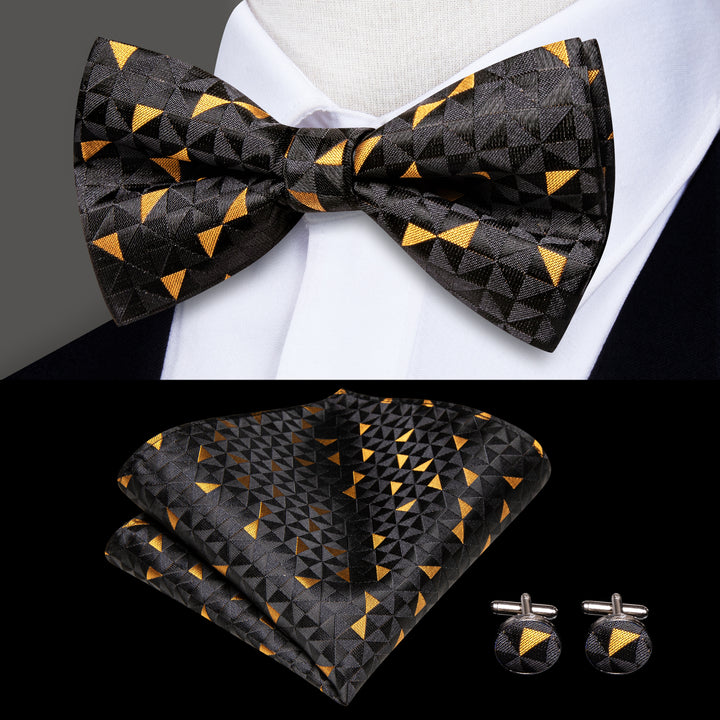 Black Golden Novelty Y Back Brace Clip-on Men's Suspender with Bow Tie ...