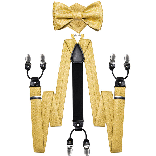 Golden Novelty Y Back Brace Clip-on Men's Suspender with Bow Tie Set