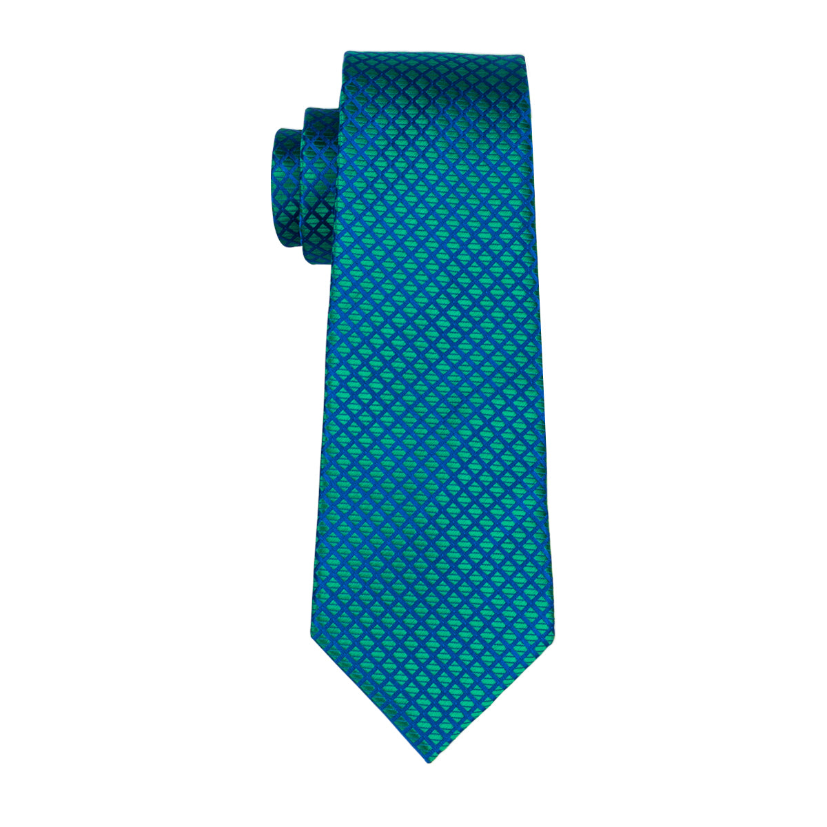 Teal Blue Plaid Tie Pocket Square Cufflinks Set – ties2you