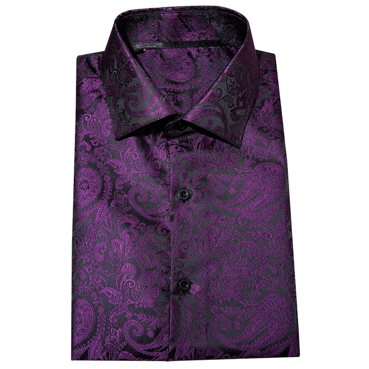 purple floral silk shirts for men
