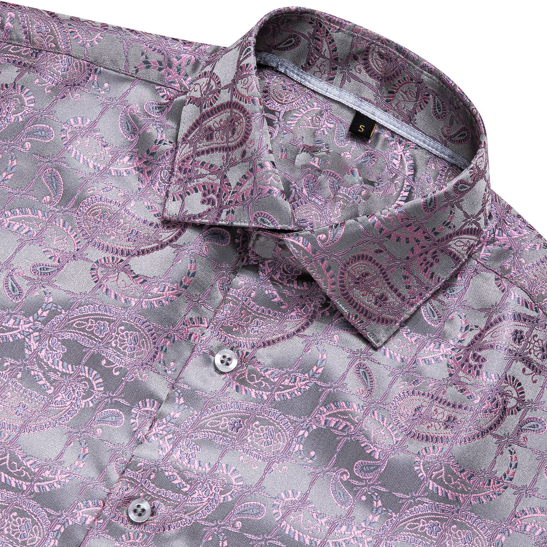 Ties2you Luxury Silver Pink Paisley Silk Men's Shirt – ties2you