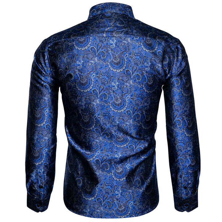 Royal Blue Paisley Button Down men's business casual dress shirts
