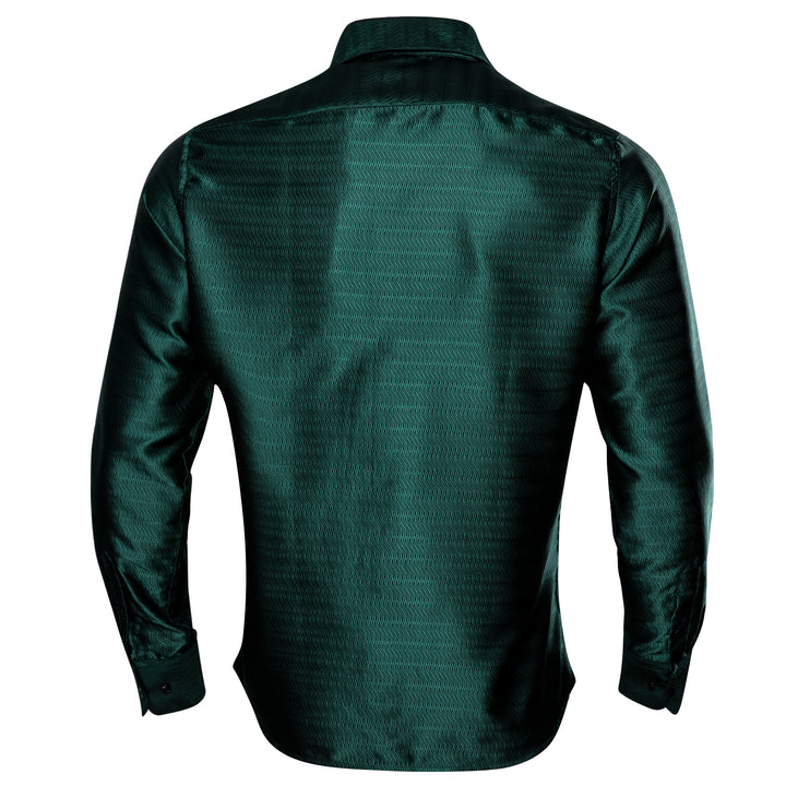 Deep green solid mens silk suit dress shirt