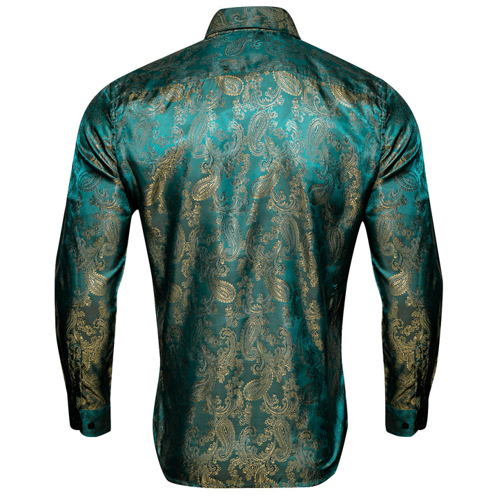 green yellow paisley mens silk shirts for mens suit dress