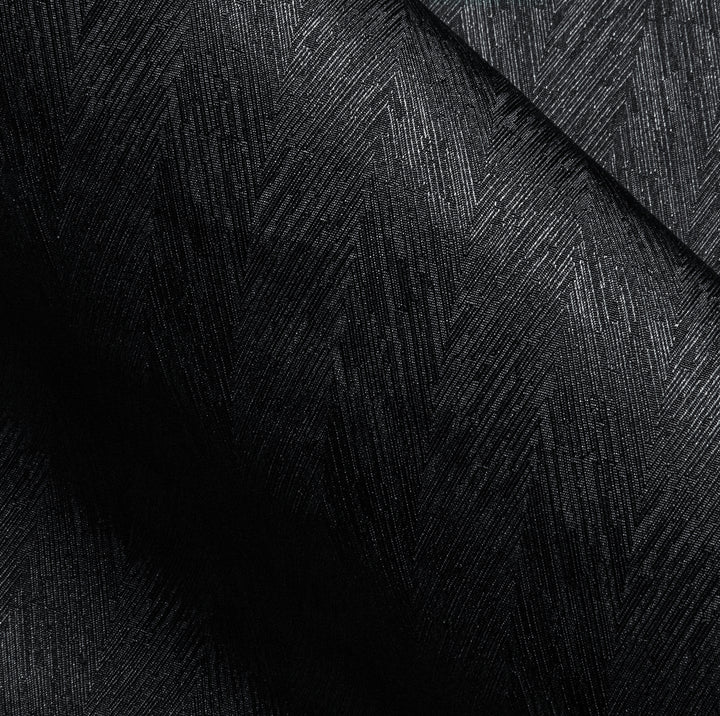Black Solid Woven Silk Men's Long Sleeve Shirt