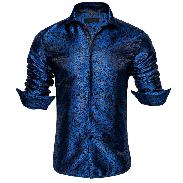 Blue Paisley Men's Long Sleeve Shirt