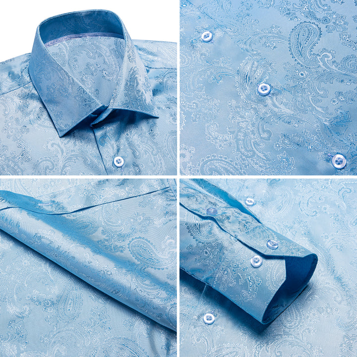 paisley baby blue button shirt
