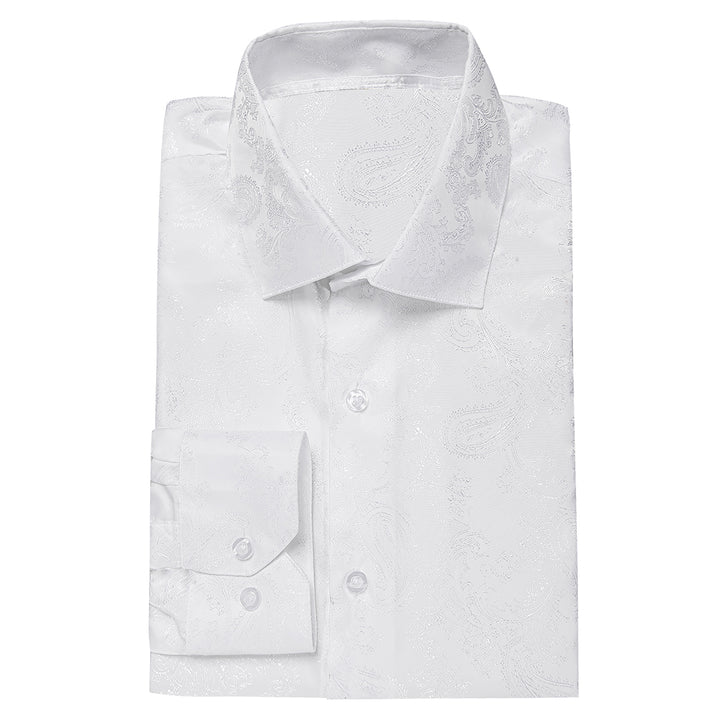 silk floral men's white shirts