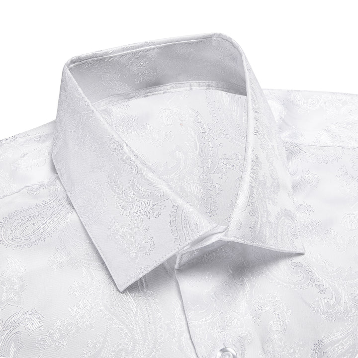 silk Paisley white dress shirt men's
