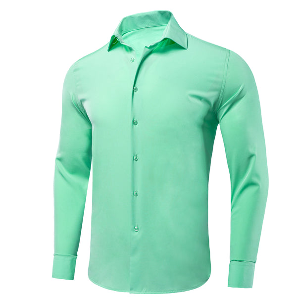 Mint Green Solid Men's Long Sleeve Shirt