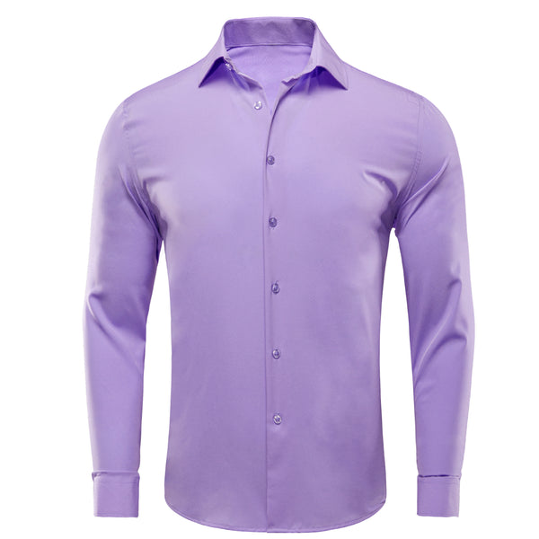 Light Purple Solid Men's Long Sleeve Shirt