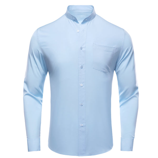 Light Blue Solid Men's Long Sleeve Business Shirt