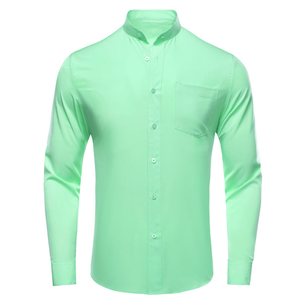 Spring Green Solid Men's Long Sleeve Business Shirt