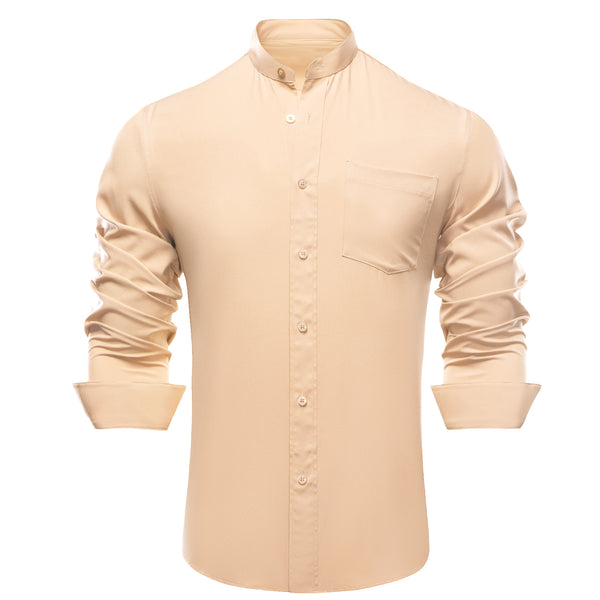 Wheat Solid Men's Long Sleeve Business Shirt