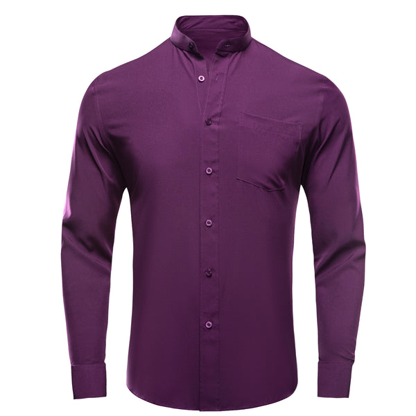 Deep Purple Solid Men's Long Sleeve Business Shirt