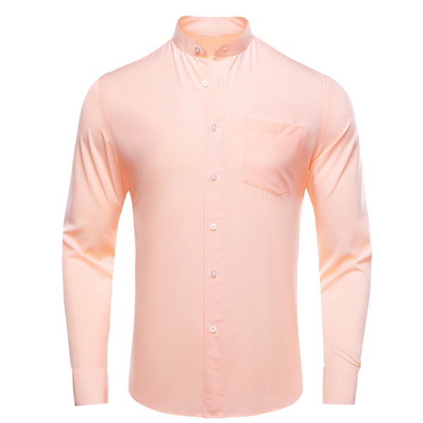 Light Pink Solid Men's Long Sleeve Business Shirt