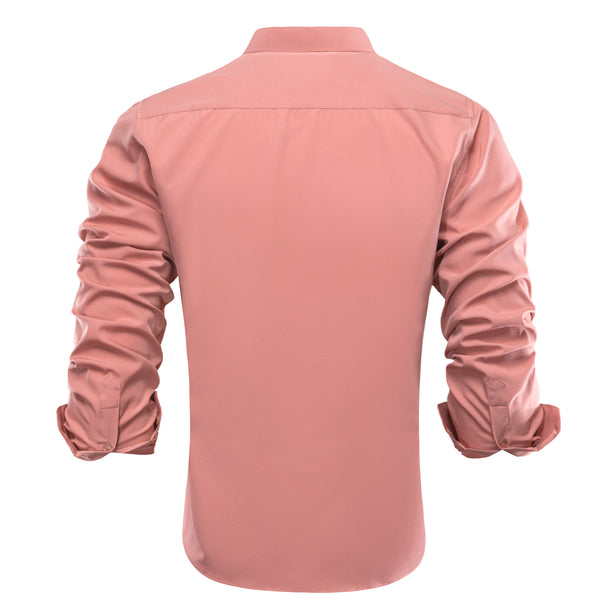 Deep Pink Solid Men's Long Sleeve Business Shirt