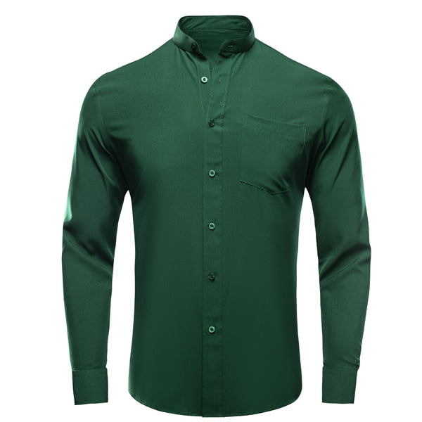 Deep Green Solid Men's Long Sleeve Business Shirt