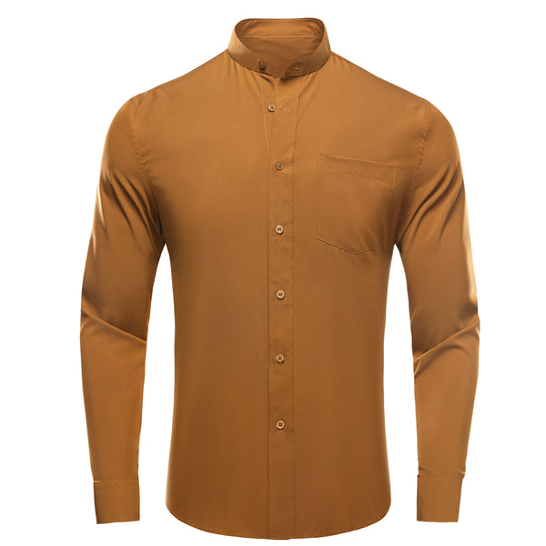 Deep Orange Solid Men's Long Sleeve Business Shirt