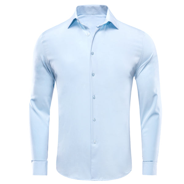 Pure Sky Blue Solid Men's Long Sleeve Shirt