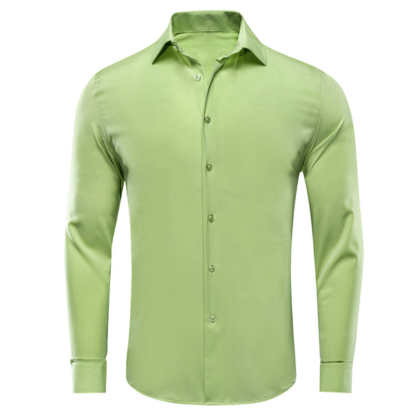 Pure Light Green Solid Men's Long Sleeve Shirt