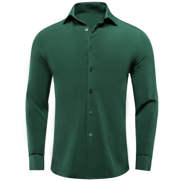 Pure Dark Green Solid Men's Long Sleeve Shirt