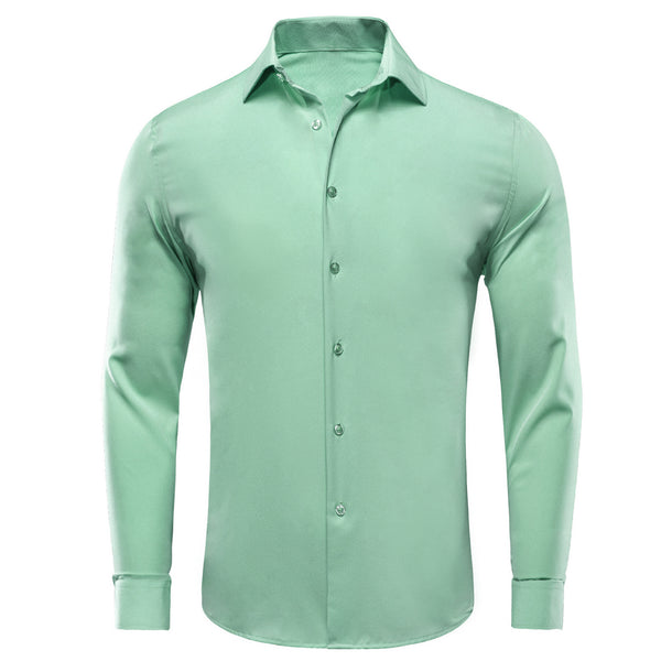 Pure Mint Green Solid Men's Long Sleeve Shirt