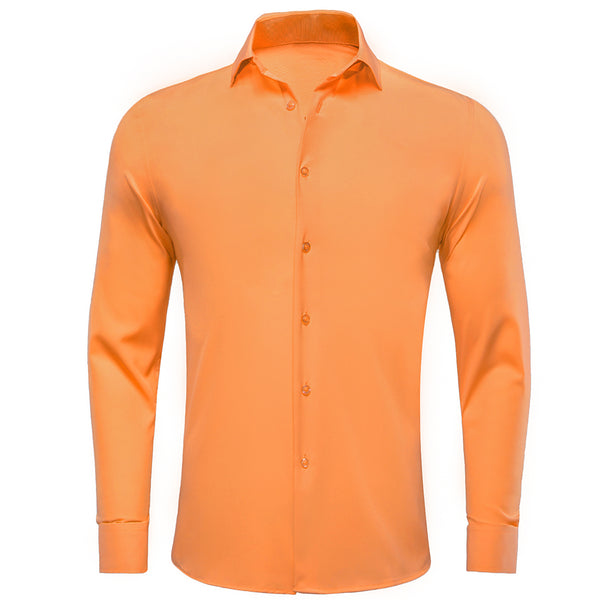 Pure Light Orange Solid Men's Long Sleeve Shirt