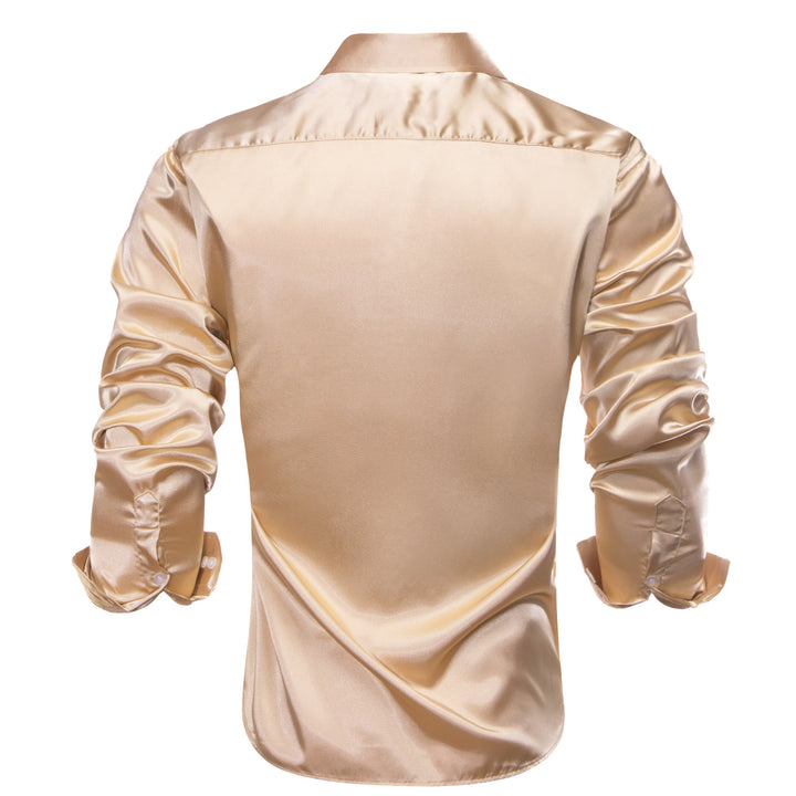 Ties2you Dress Shirt Champagne Solid Satin Men's Long Sleeve Shirt Top ties2you Ties2you Dress Shirt Champagne Solid Satin Men's Long Sleeve Shirt Top ties2you