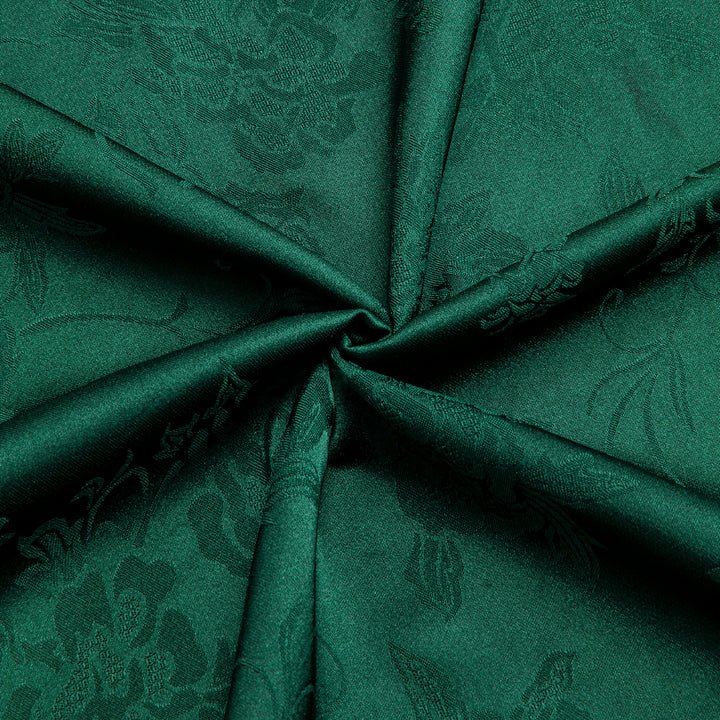 Emerald Green Floral Silk Men's Long Sleeve Shirt