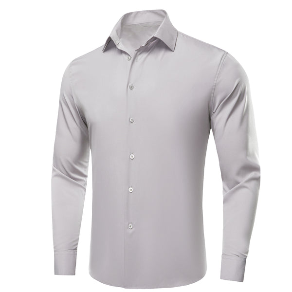 Light Grey Solid Men's Long Sleeve Business Shirt