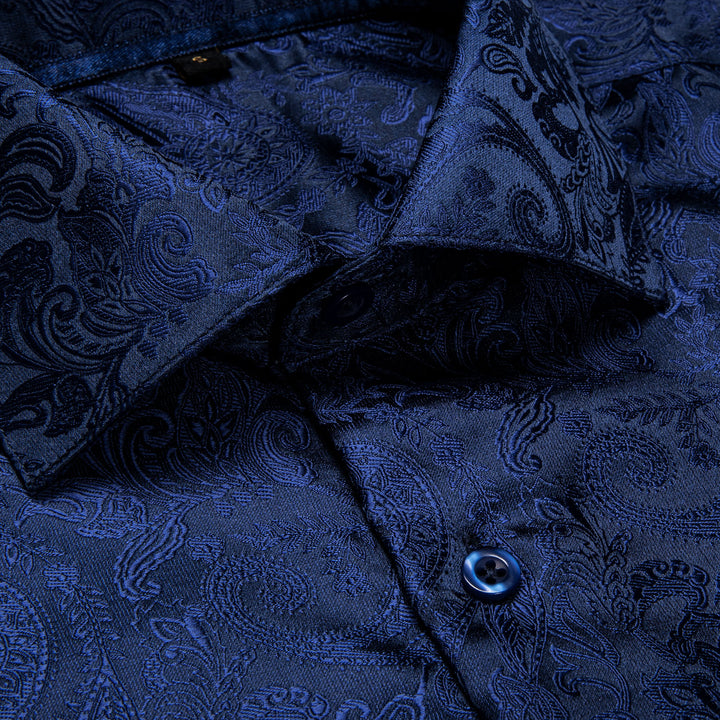 blue paisley silk high quality boss shirts mens