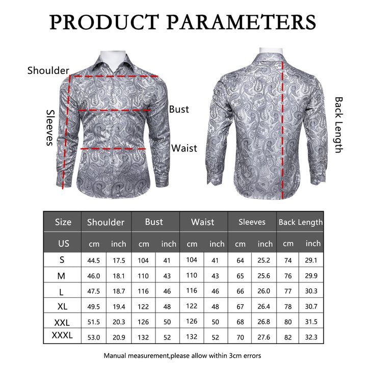 Ties2you Silver White Shirt Paisley Silk Mens Long Sleeve Design Shirt – ties2you Ties2you Silver White Shirt Paisley Silk Mens Long Sleeve Design Shirt – ties2you