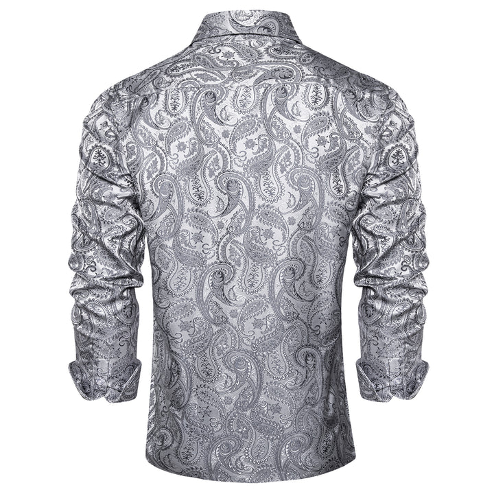 coin grey paisley mens silk dress shirt for business