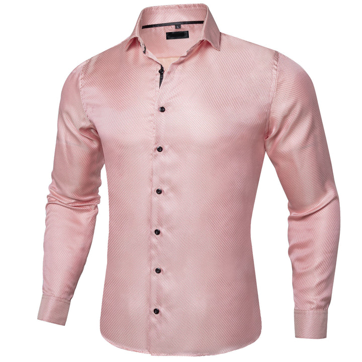 New Shiny Pink Plaid Men's Long Sleeve Shirt – ties2you