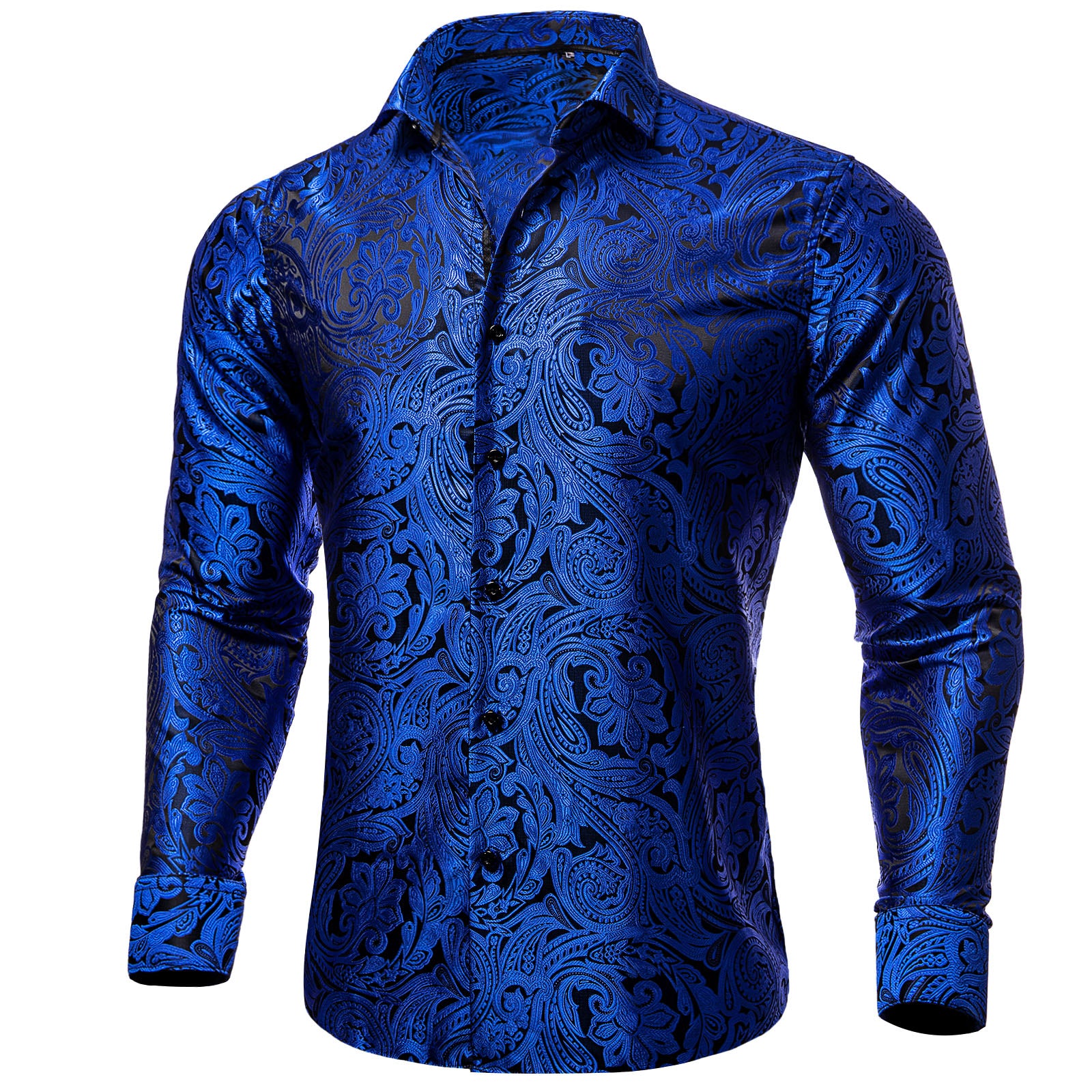 Blue Paisley Silk Men's Long Sleeve Shirt – ties2you
