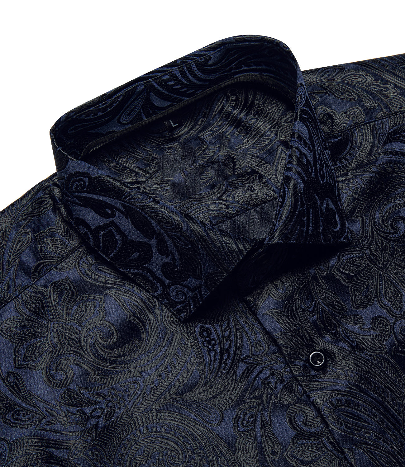 Dark Blue Paisley Silk Men's Long Sleeve Shirt – ties2you