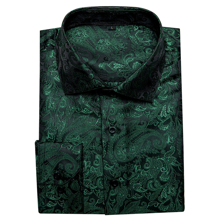 green paisley black mens shirt
