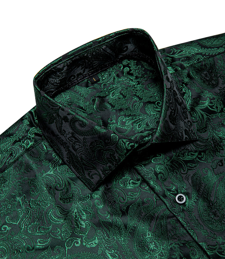 Ties2you Mens Paisley Hunter Green Dress Shirt Silk Long Sleeve Button Down Shirt, S Ties2you Mens Paisley Hunter Green Dress Shirt Silk Long Sleeve Button Down Shirt, S