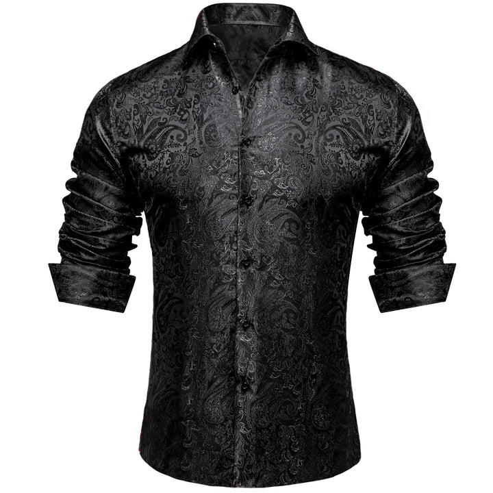 Black Paisley Pattern Silk mens shirt brands-ties2you