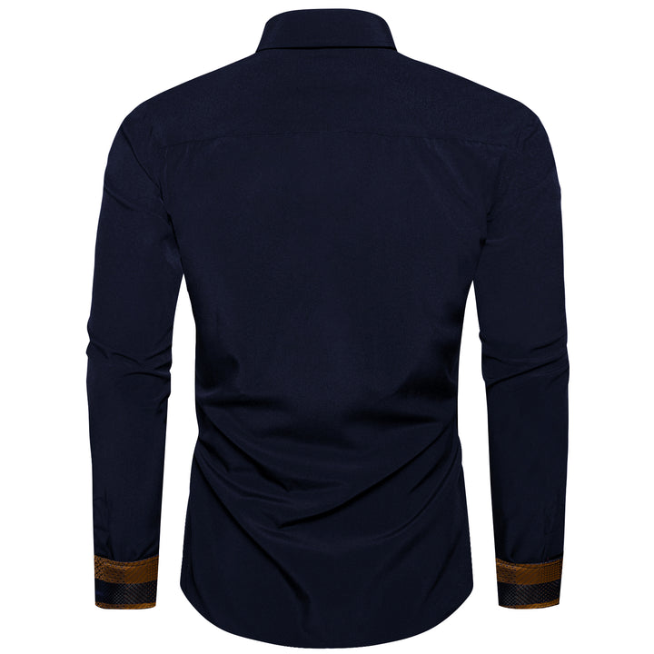 Ties2you Button Down Shirt Mens Navy Blue Gold Silk Long Sleeve Shirt ties2you Ties2you Button Down Shirt Mens Navy Blue Gold Silk Long Sleeve Shirt ties2you