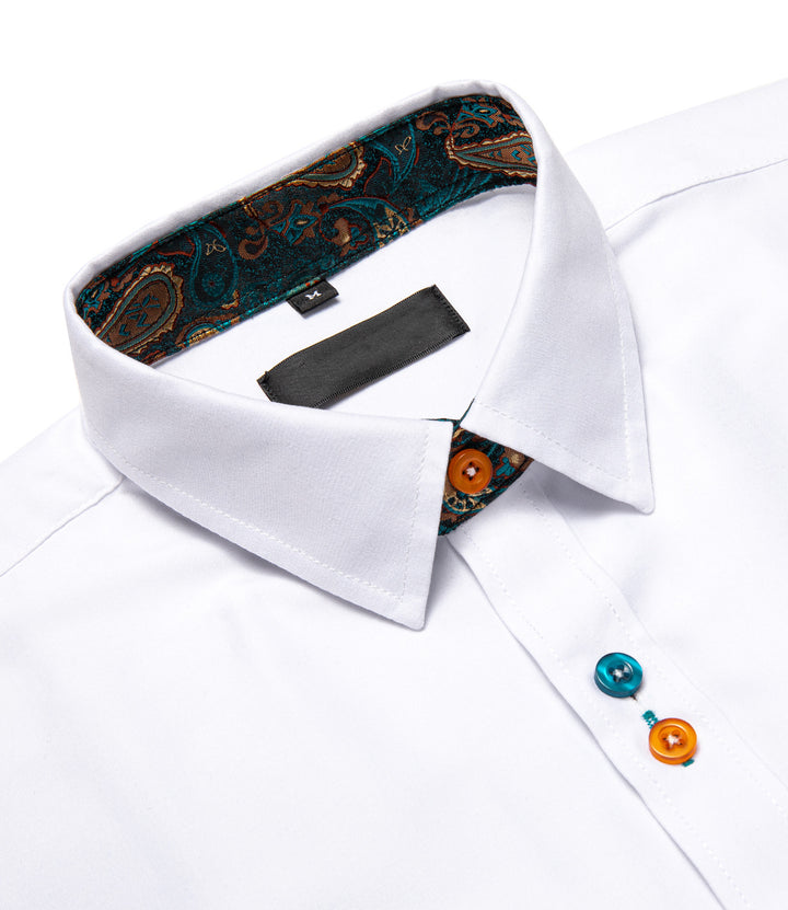 white solid green paisley mens silk Stitching  shirt for dress suit