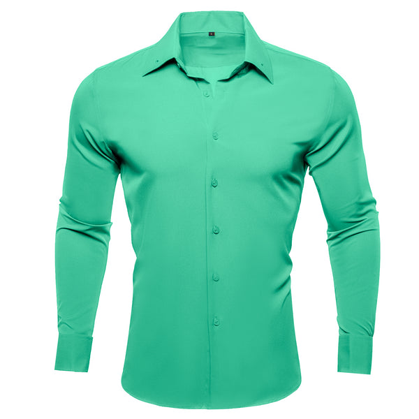 Sea Green Solid Woven Men's Long Sleeve Shirt