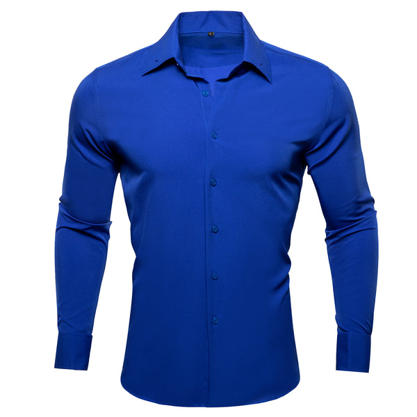 Klein Blue Solid Woven Men's Long Sleeve Shirt