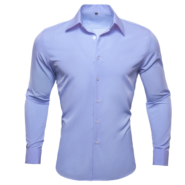 Lavender Purple Solid Woven Men's Long Sleeve Shirt