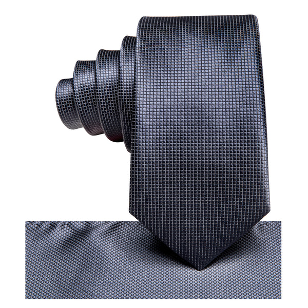 Grey Solid Silk Children's Necktie Pocket Square Set