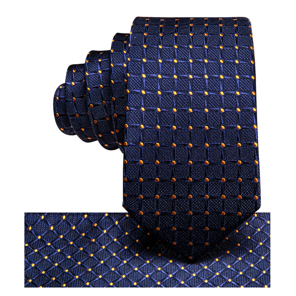 Blue Yellow Plaid Silk Children's Necktie Pocket Square Set