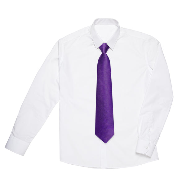 Purple Solid Silk Children's Pre-Tied Necktie Pocket Square Set