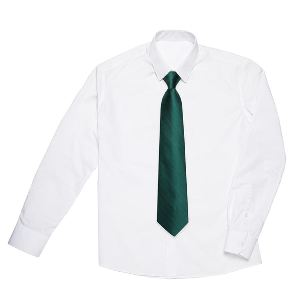 Ties2you Children's Tie Emerald Green Solid Silk Pre-Tied Necktie Pocket Square Set