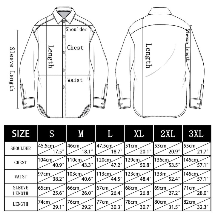 mens slim fit shirt size chart